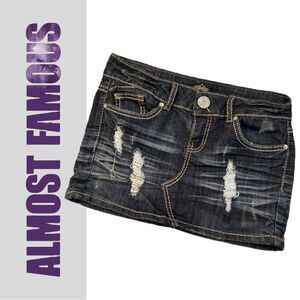 Almost Famous Junior Distressed Denim Embellished Skirt - Size 3‎